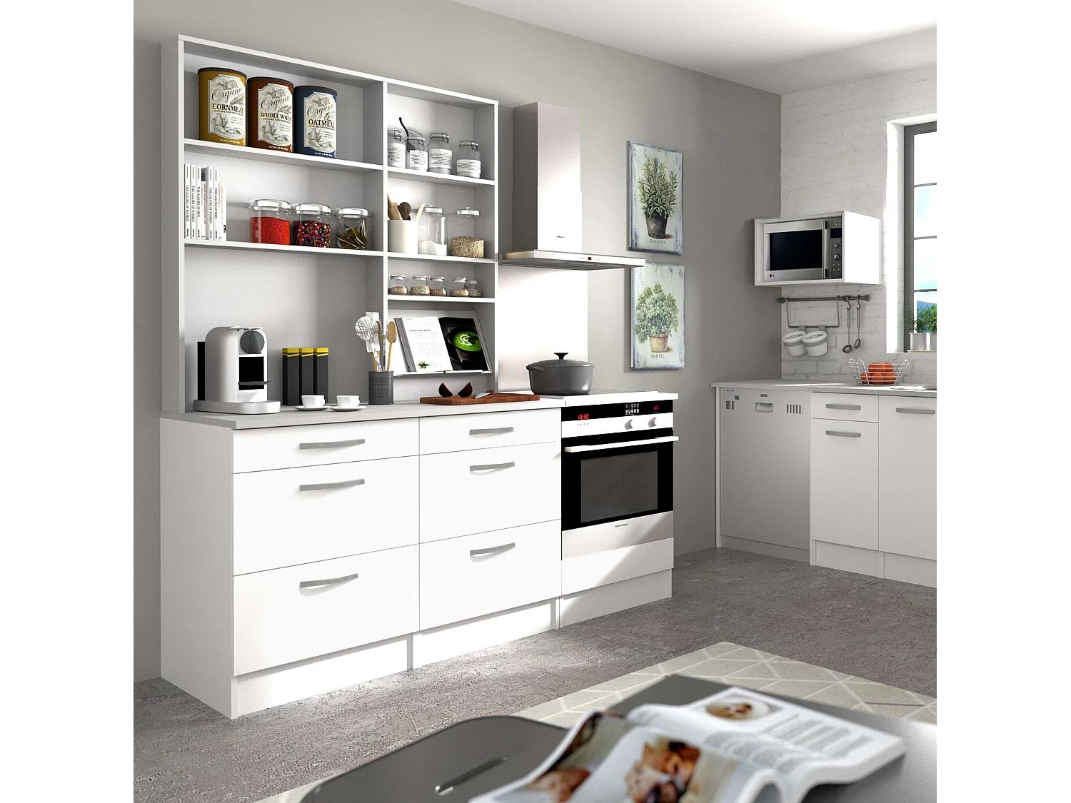 Module de cuisine inférieur EKO 3 tiroirs Blanc mat 60x60 cm