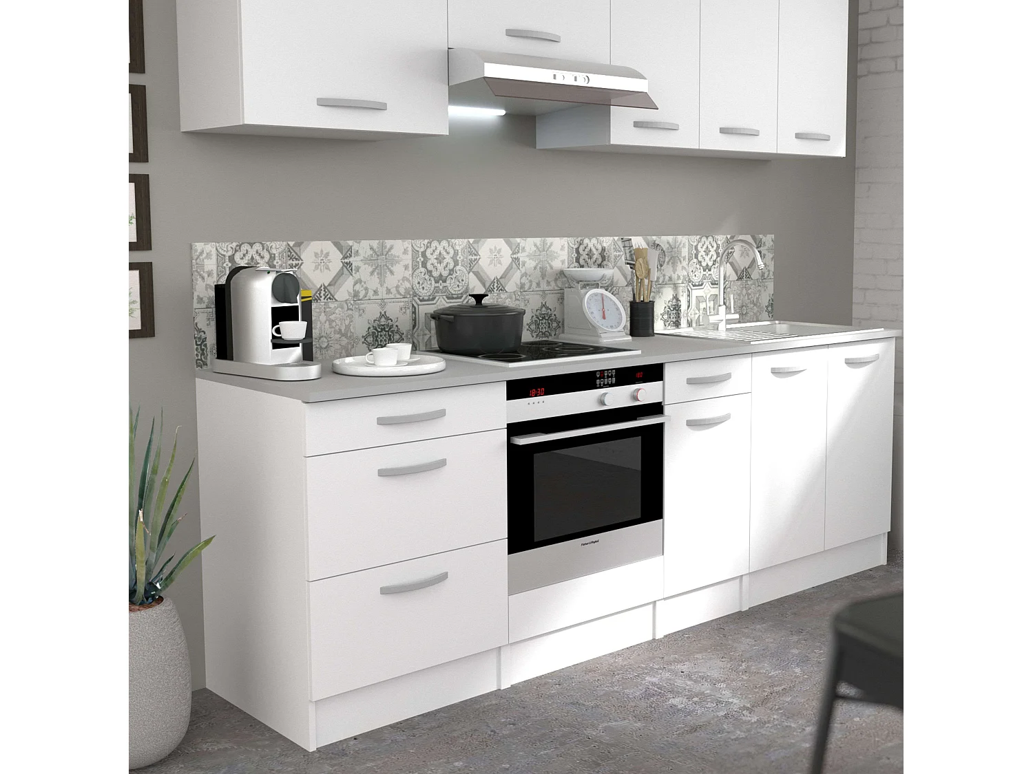 Module de cuisine inférieur EKO 3 tiroirs Blanc mat 60x60 cm
