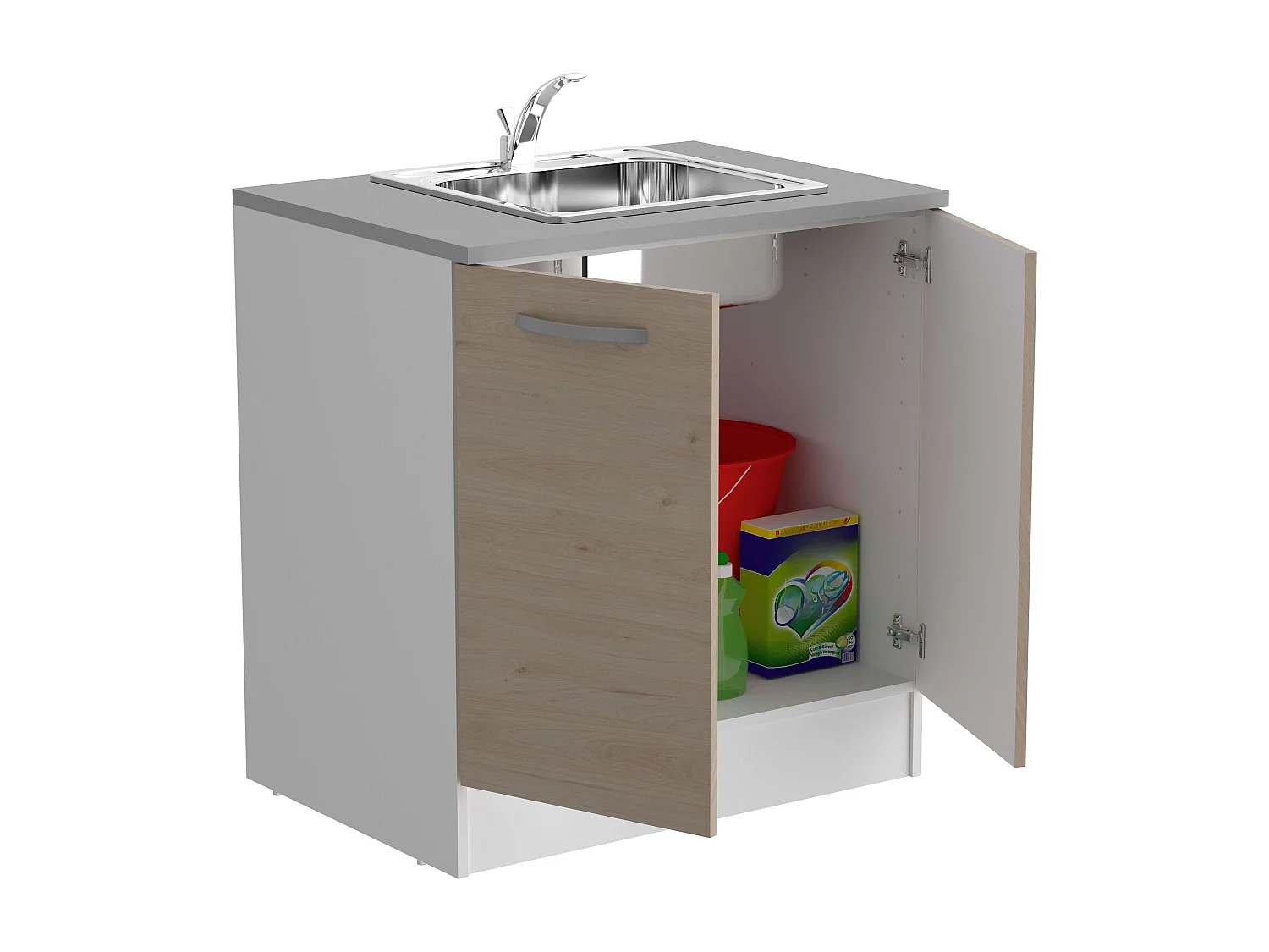 Module de cuisine inférieur Eko 2 portes Jackson Oak White 80x60 cm