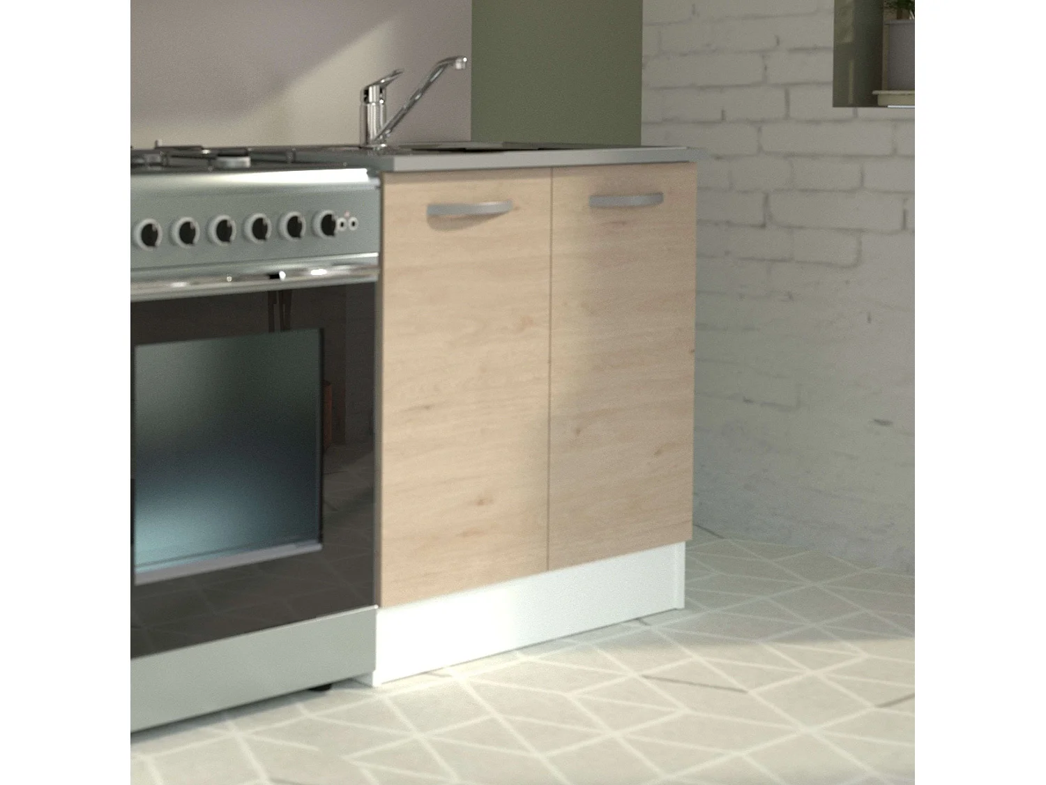 Module de cuisine inférieur Eko 2 portes Jackson Oak White 80x60 cm