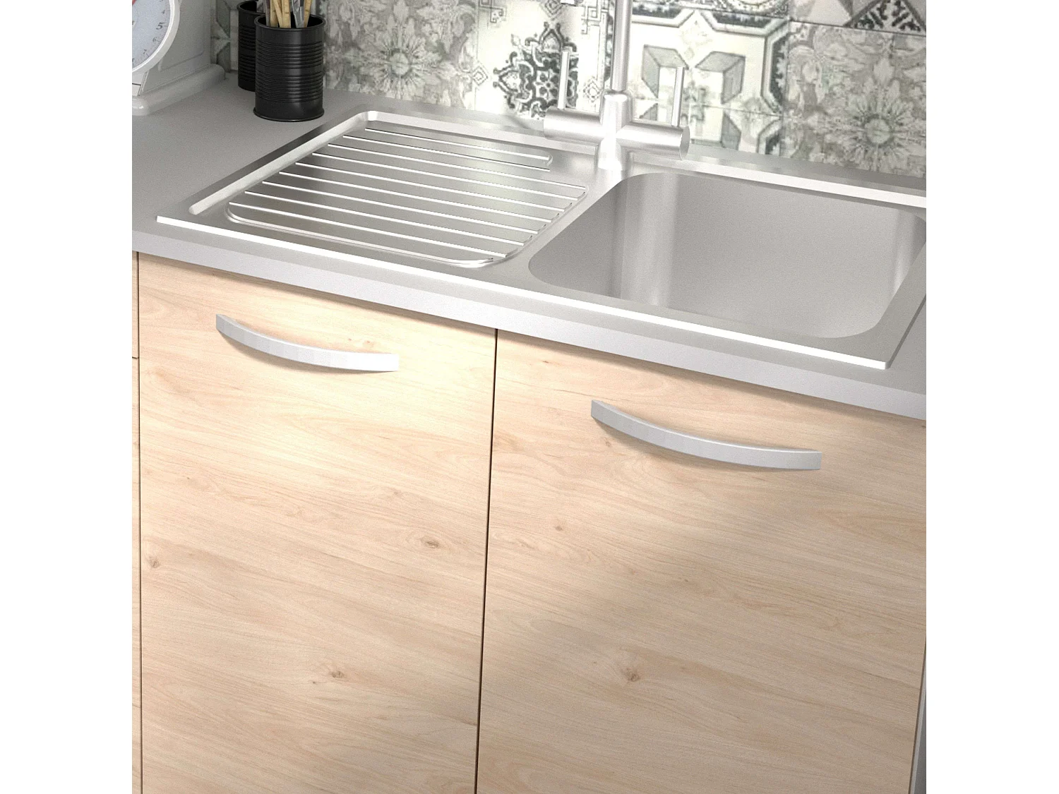 Module de cuisine inférieur Eko 2 portes Jackson Oak White 80x60 cm
