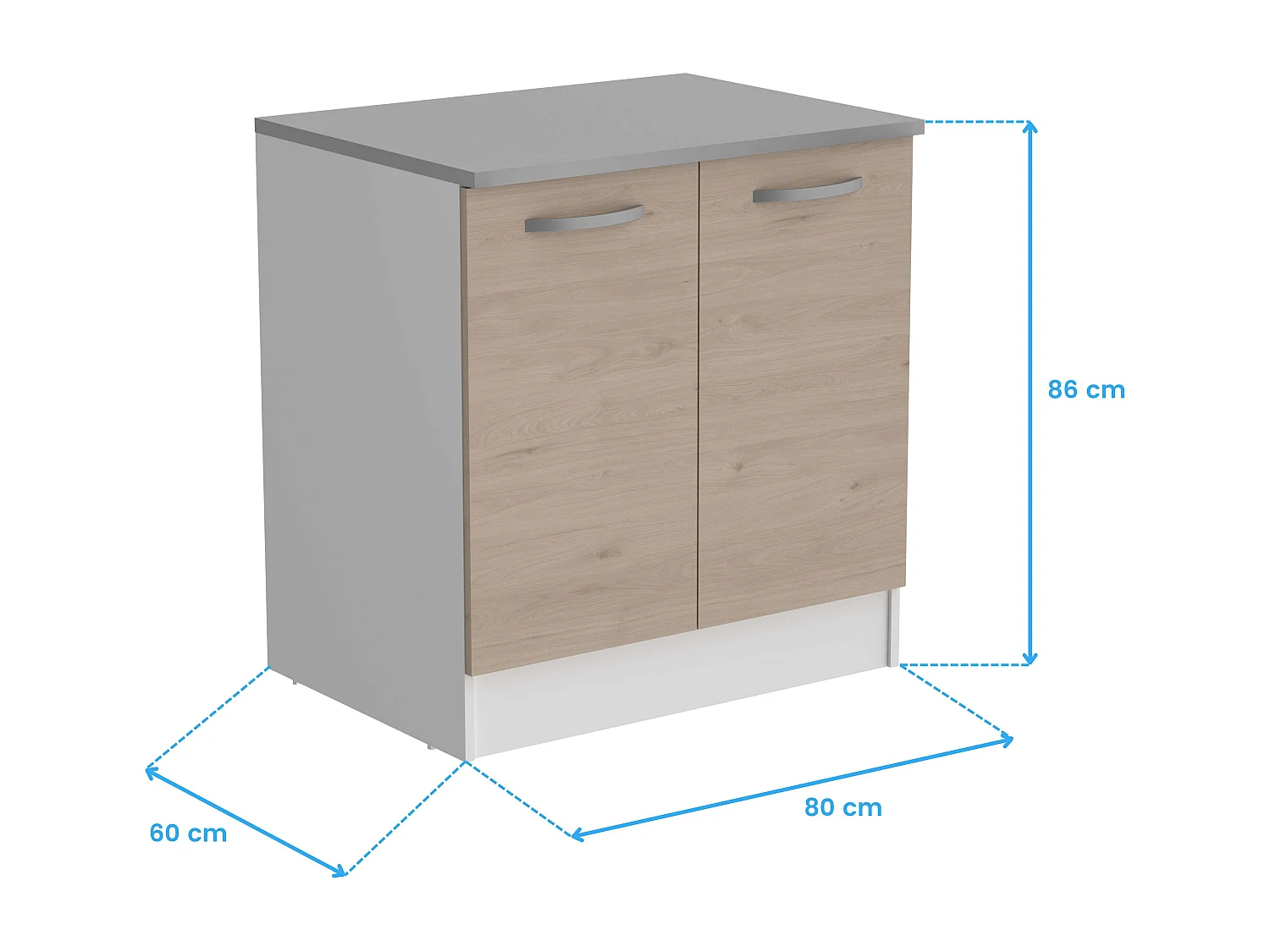 Module de cuisine inférieur Eko 2 portes Jackson Oak White 80x60 cm