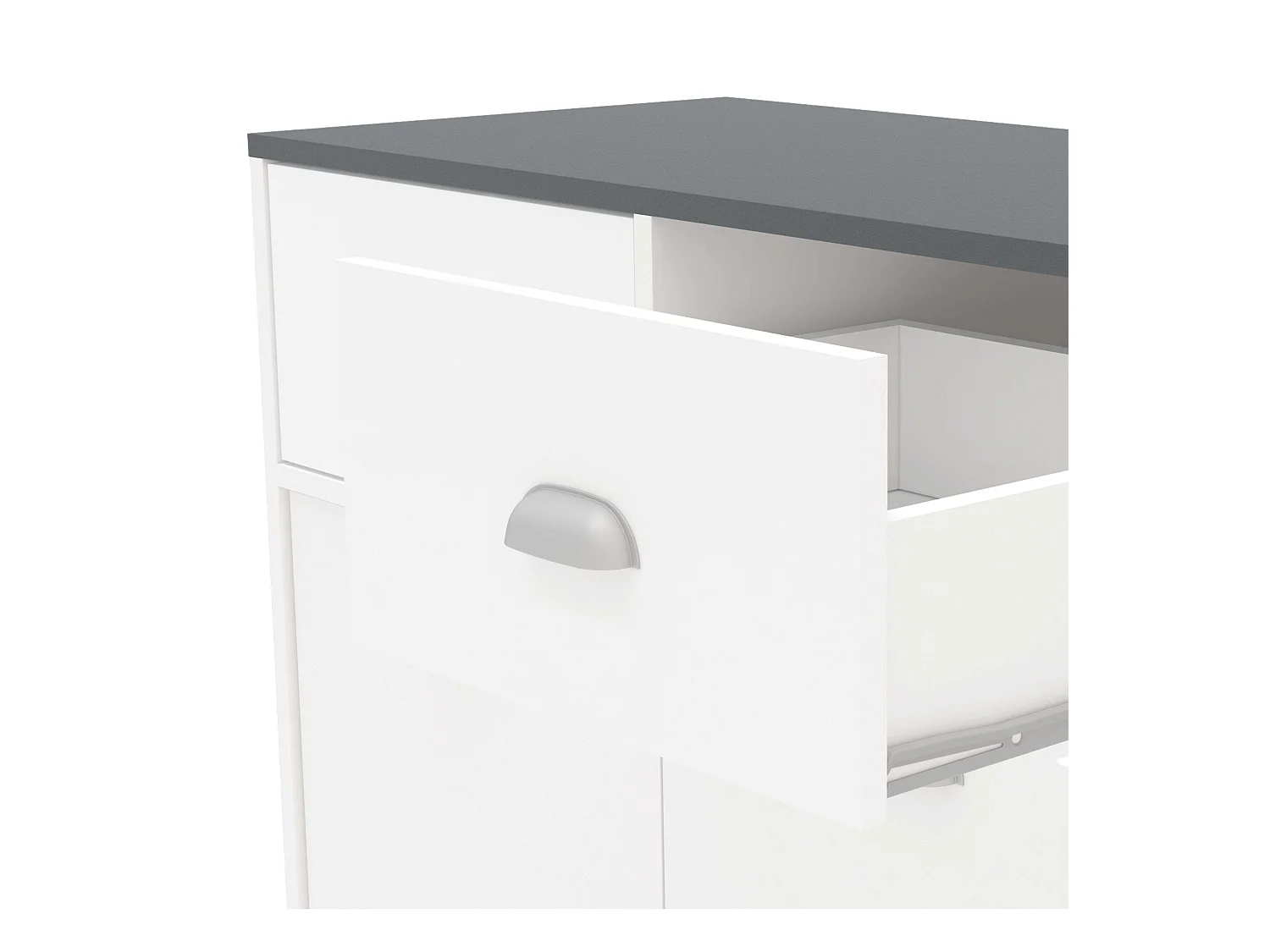 Buffet bas Asfeld 90x80x40 cm Blanc 2 portes 2 tiroirs Cuisine