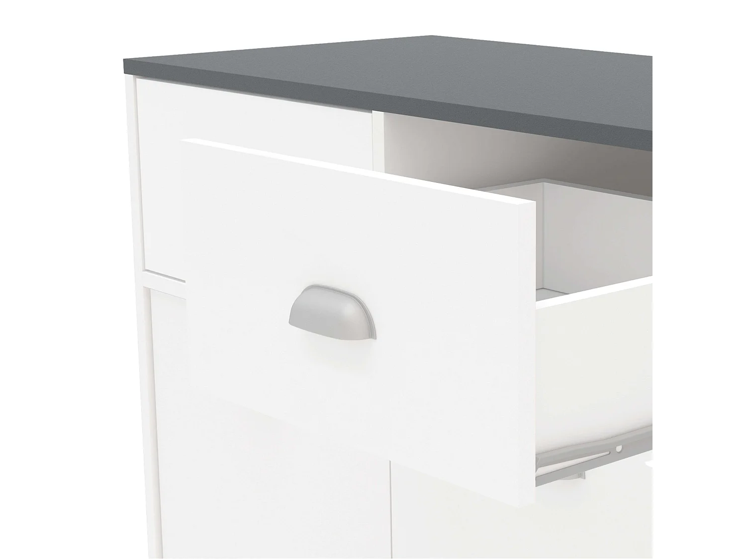 Buffet bas Asfeld 90x80x40 cm Blanc 2 portes 2 tiroirs Cuisine