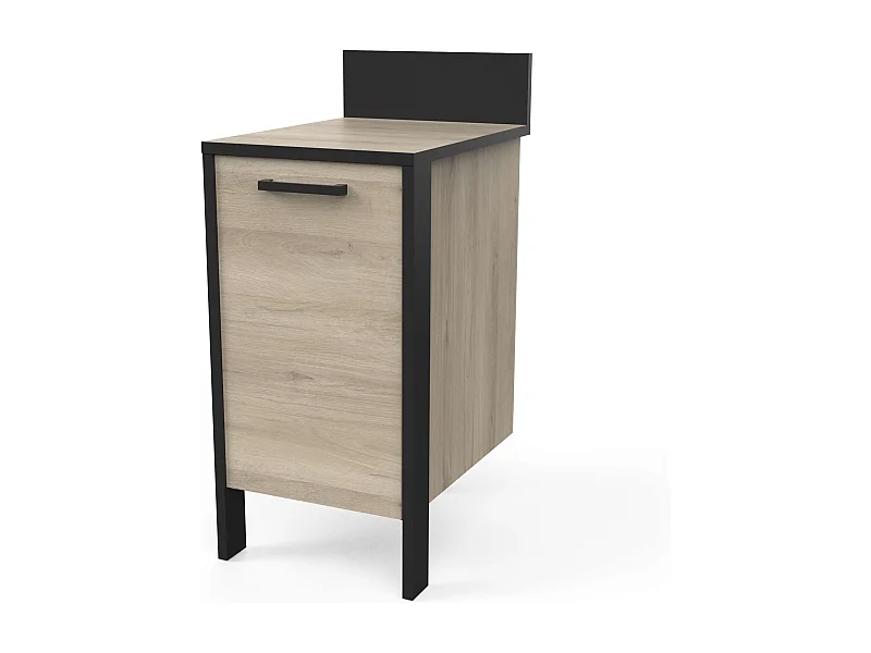 Módulo Inferior Cocina Industrial Etilo, Roble/Negro, 1 Puerta 44 cm