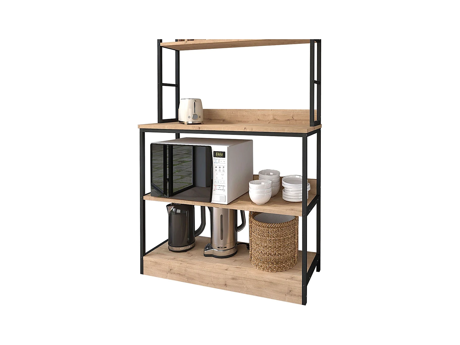 Mueble Cocina Auxiliar Rus Roble Safir y Negro 101x161 cm