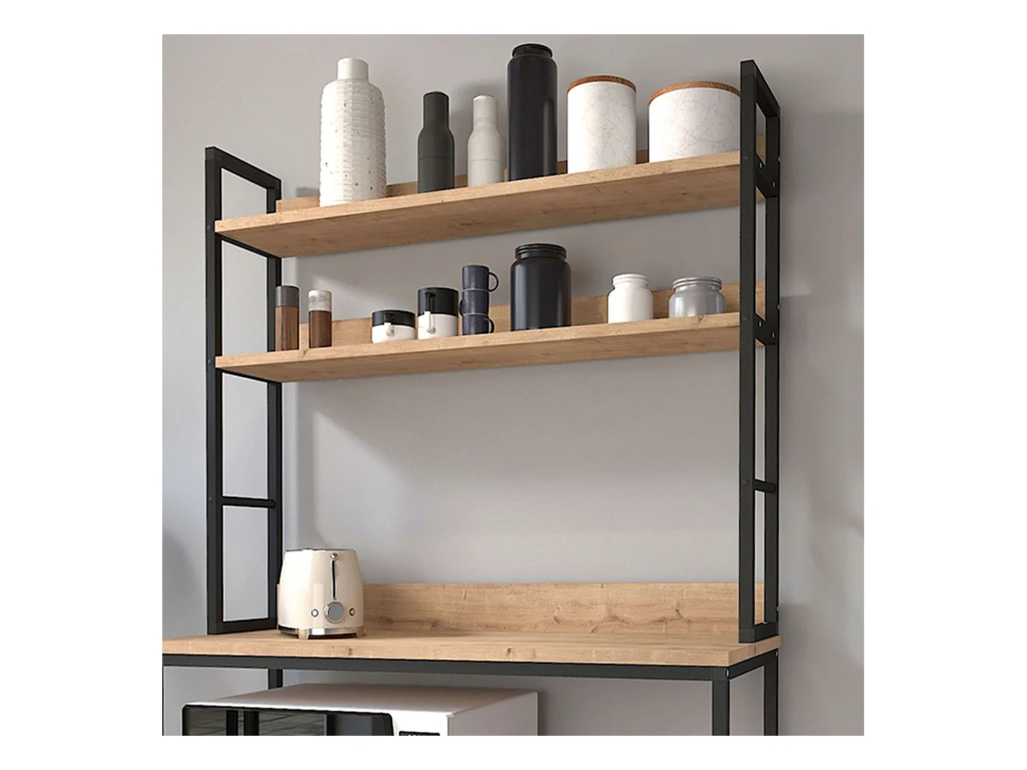 Mueble Cocina Auxiliar Rus Roble Safir y Negro 101x161 cm