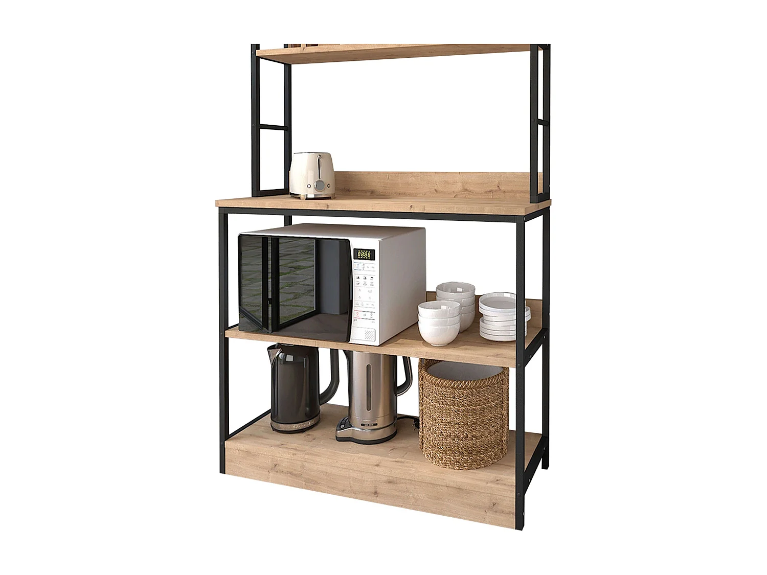 Mueble Cocina Auxiliar Rus Roble Safir y Negro 101x161 cm