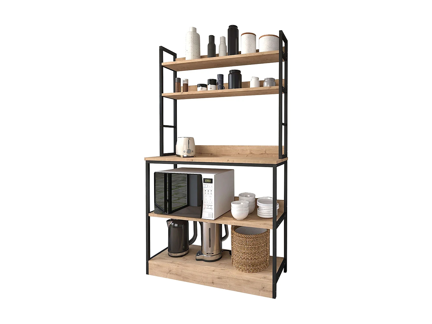 Mueble Cocina Auxiliar Rus Roble Safir y Negro 101x161 cm