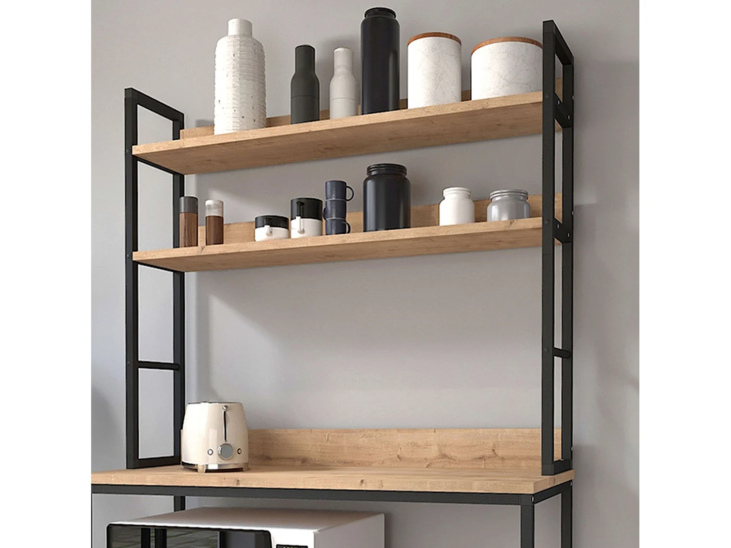 Mueble Cocina Auxiliar Rus Roble Safir y Negro 101x161 cm