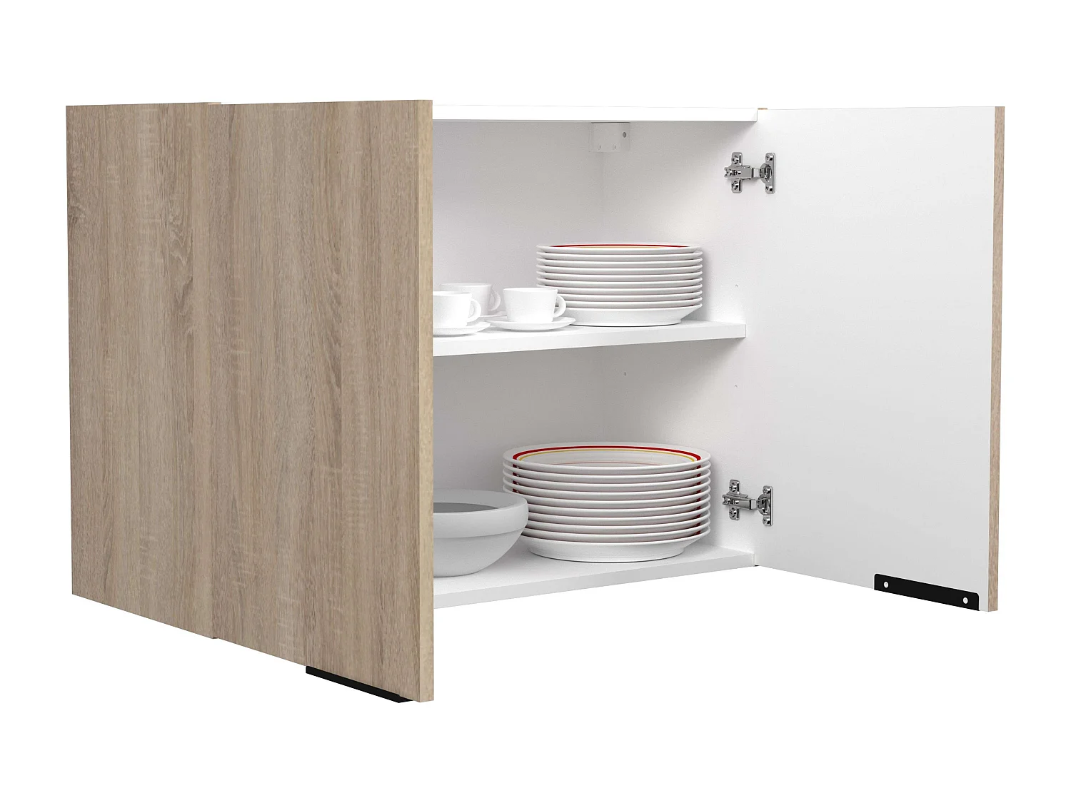 Module de cuisine Arko sup avec 2 portes, couleur bois et noir, 80x36 cm