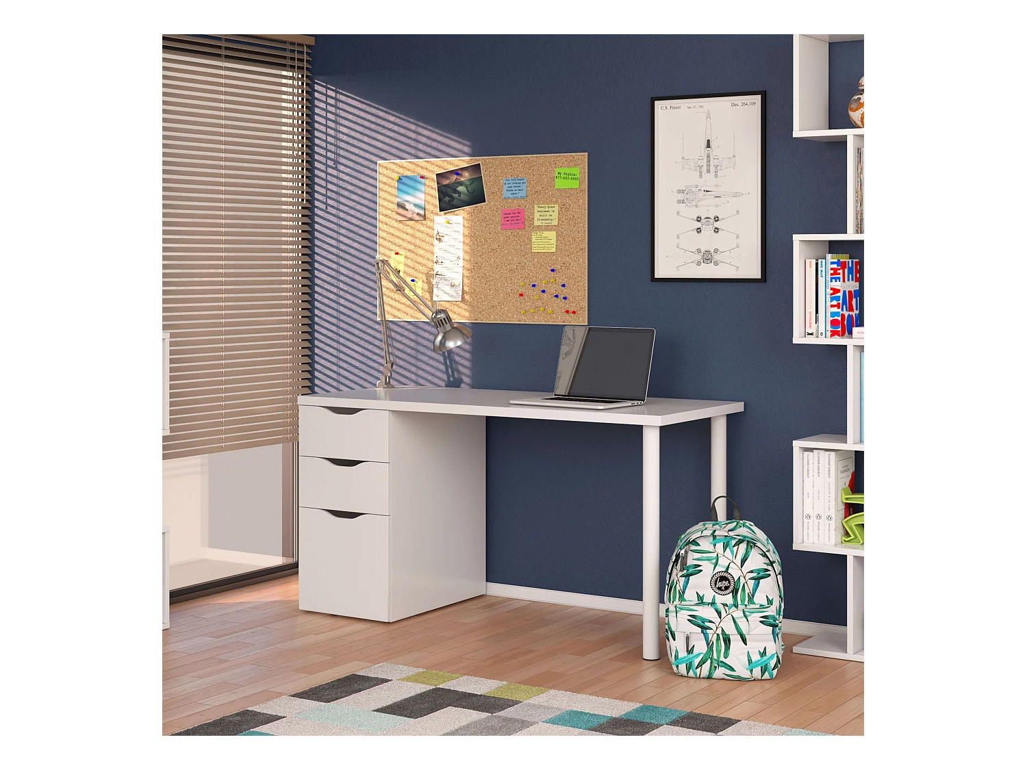 Meuble de rangement de cuisine blanc et gris 90x107x40 cm