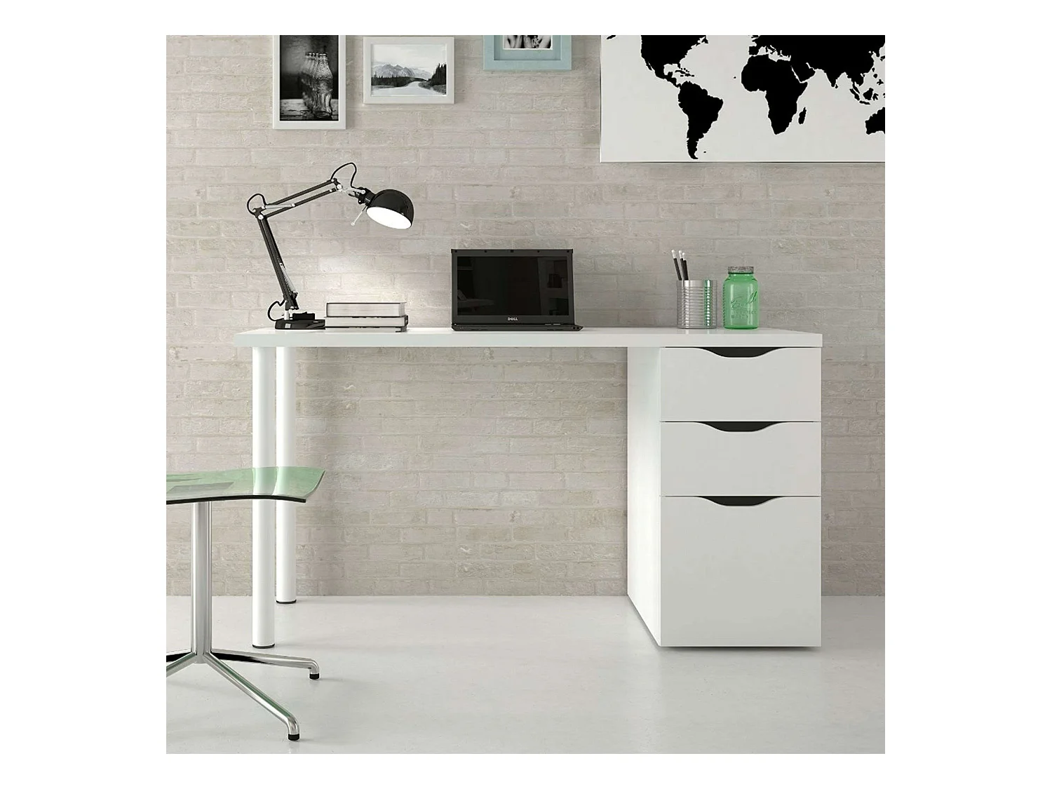 Meuble de rangement de cuisine blanc et gris 90x107x40 cm