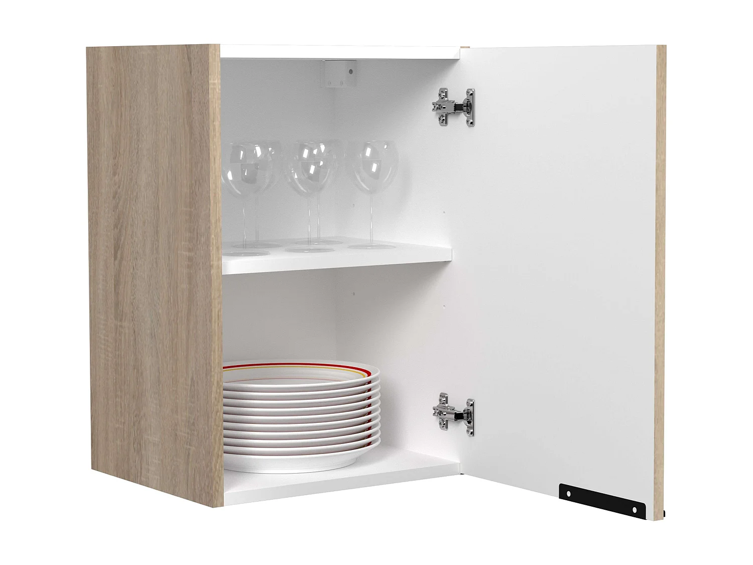 Module de cuisine Arko 1 porte, 1 étagère, bois clair/noir 40x57,9x35,6 cm