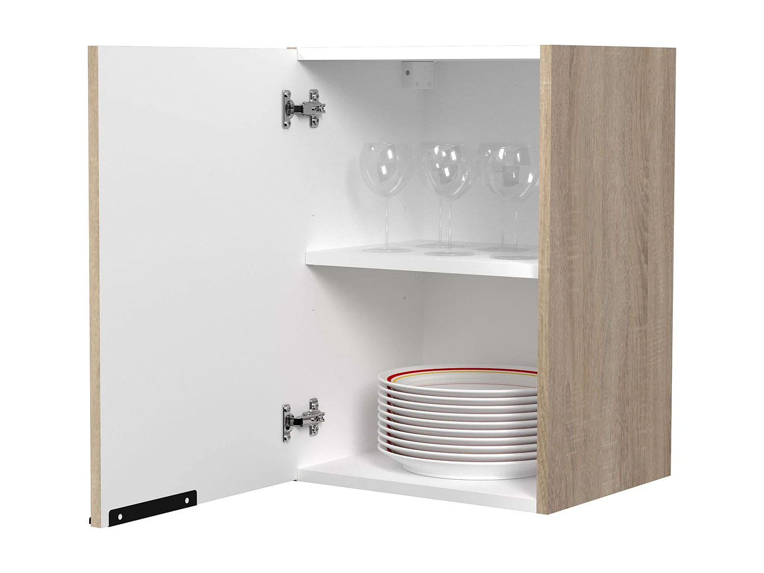 Module de cuisine Arko 1 porte, 1 étagère, bois clair/noir 40x57,9x35,6 cm