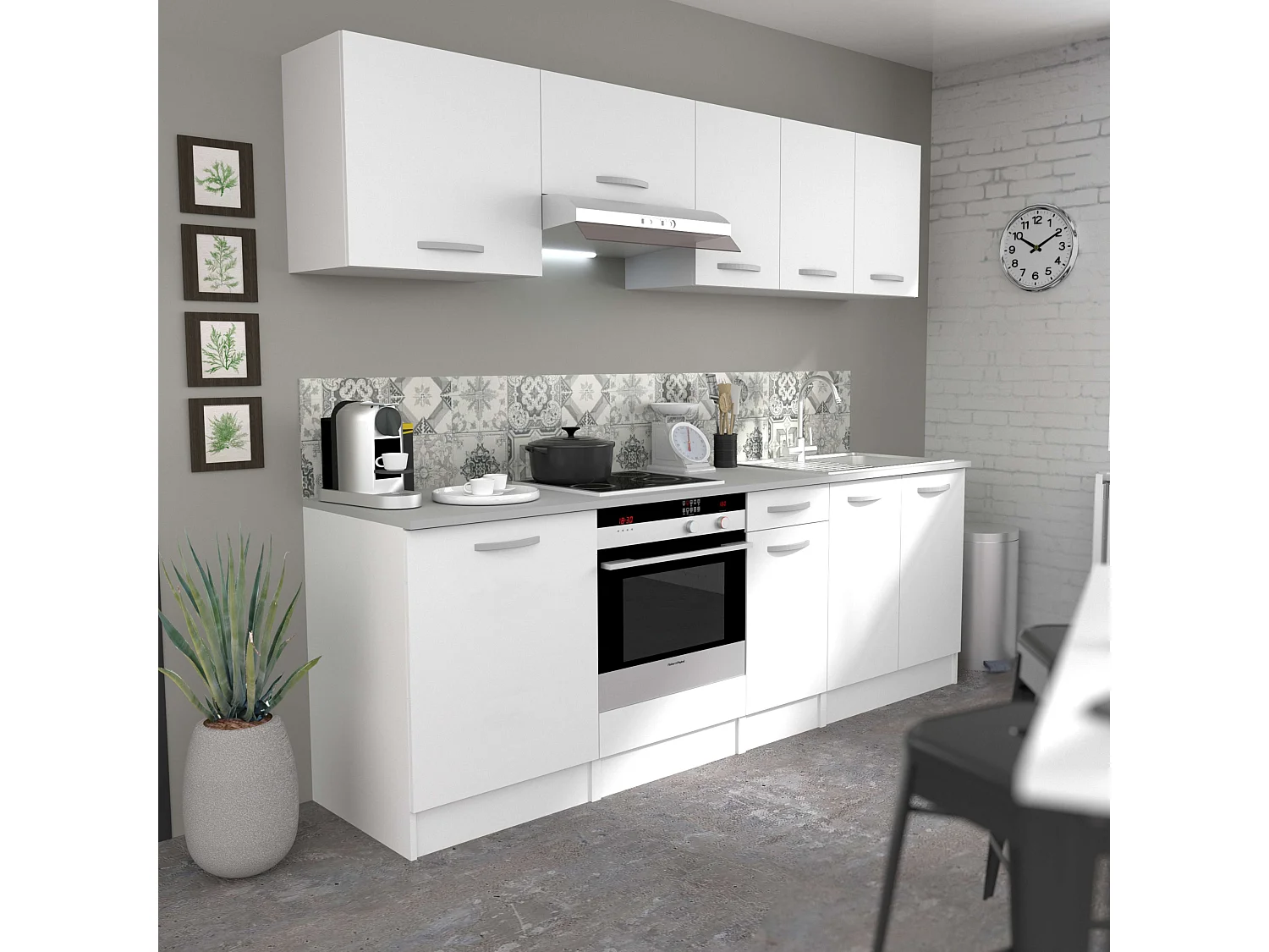 Module bas de cuisine EKO blanc avec porte et tiroir 40x60 cm