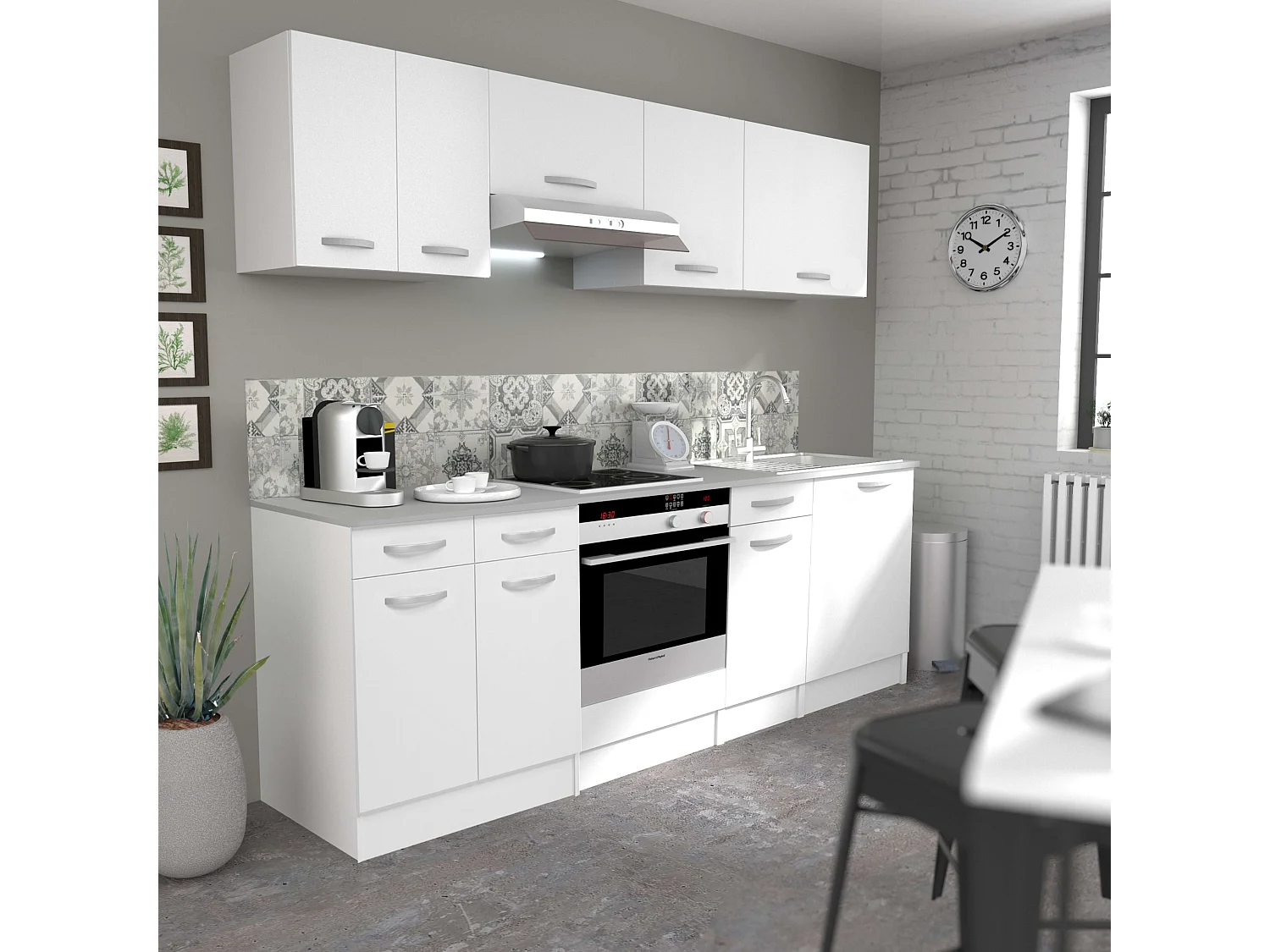 Module bas de cuisine EKO blanc avec porte et tiroir 40x60 cm
