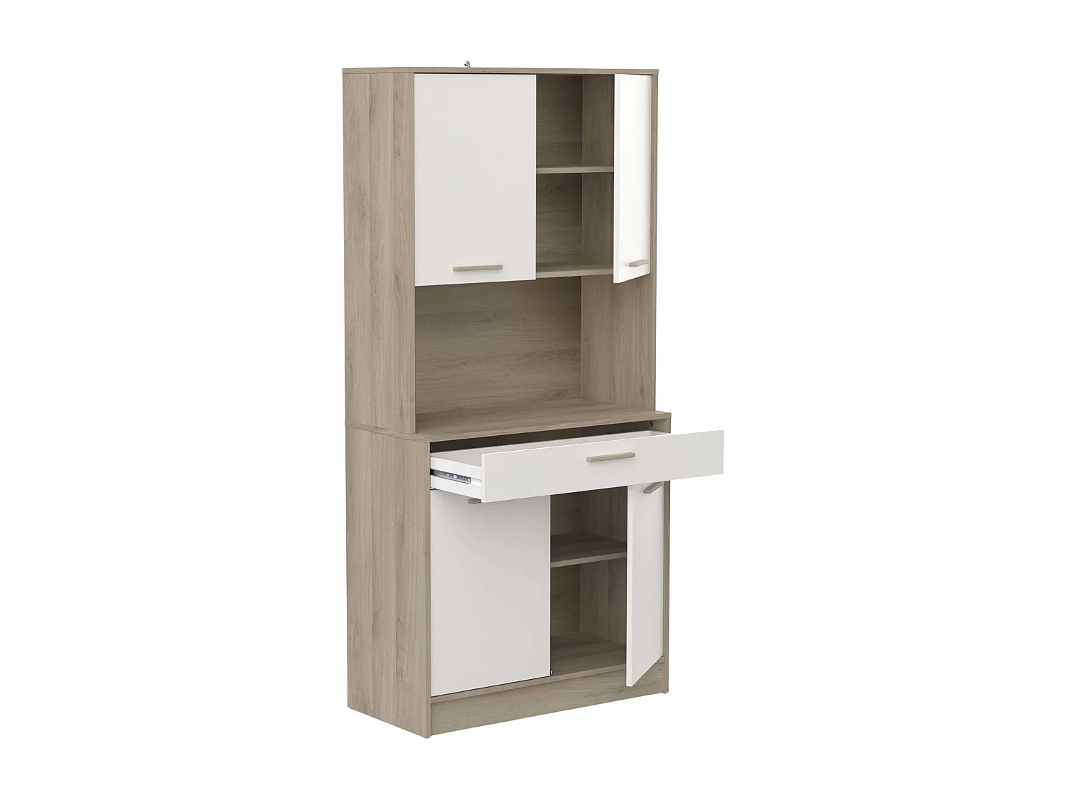 Meuble d'appoint de cuisine Napoli en mélamine 176 x 40 x 84 cm Blanc Mars/Chêne