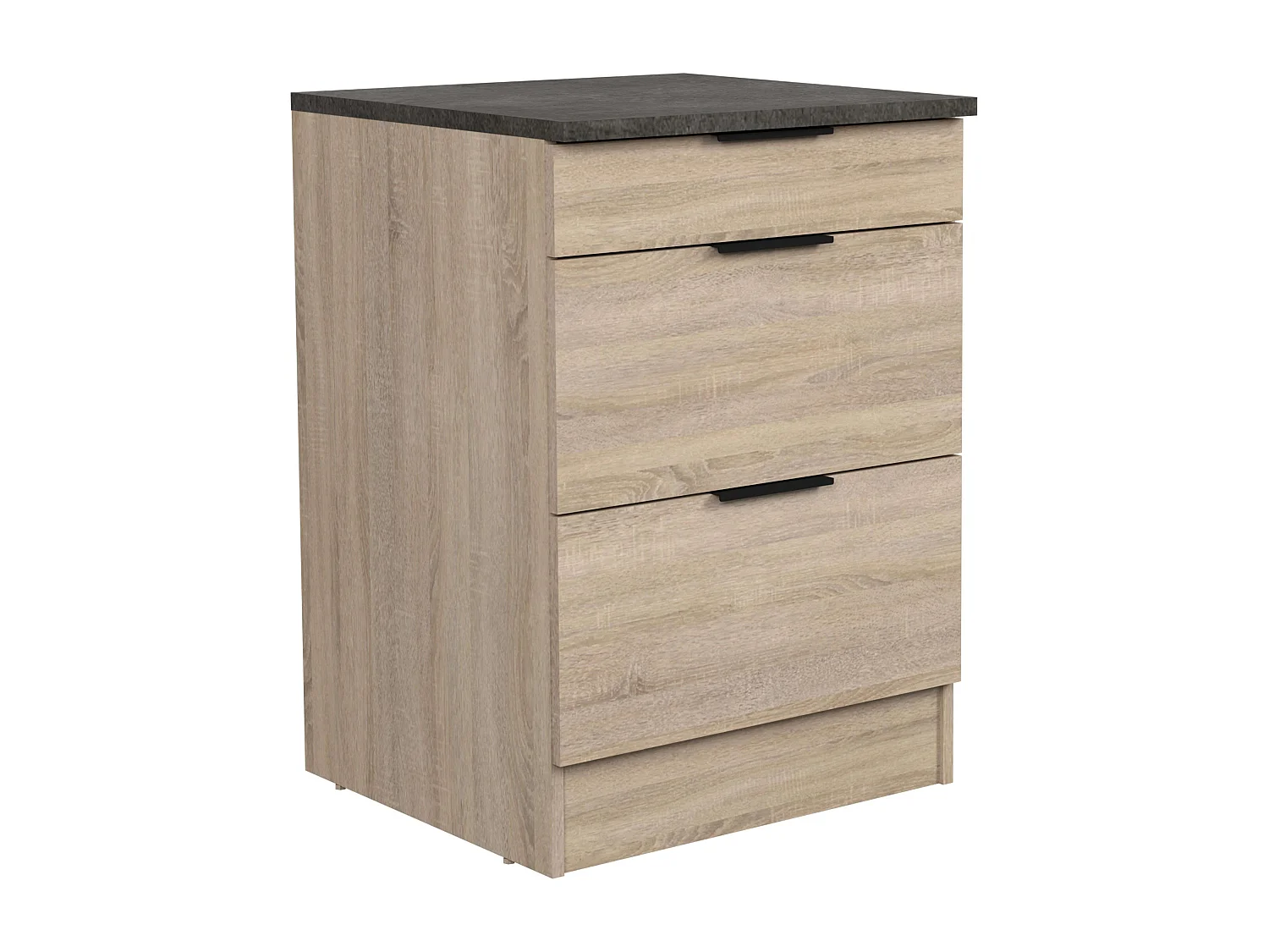 Módulo cocina Arko 3 cajones roble áspero/negro 60x60 cm