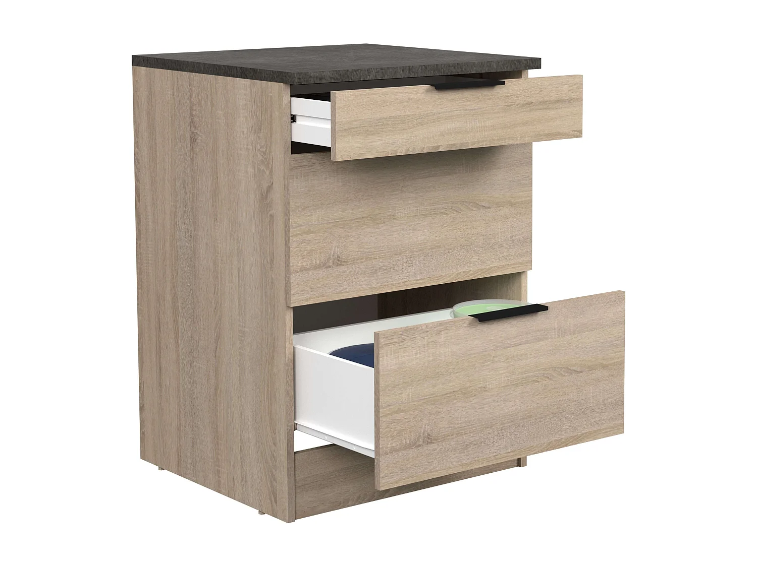 Módulo cocina Arko 3 cajones roble áspero/negro 60x60 cm