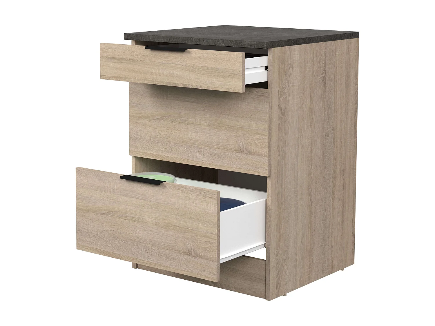 Módulo cocina Arko 3 cajones roble áspero/negro 60x60 cm