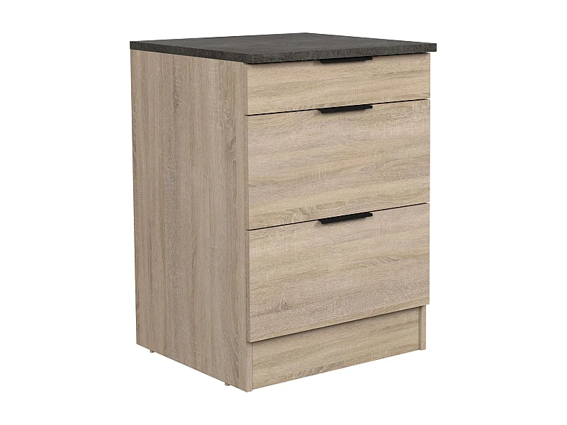 Módulo cocina Arko 3 cajones roble áspero/negro 60x60 cm