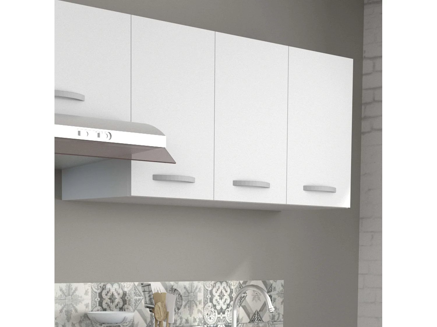 Meuble modulable, hauteur 40 cm, cuisine EKO, blanc mat, modèle rangement