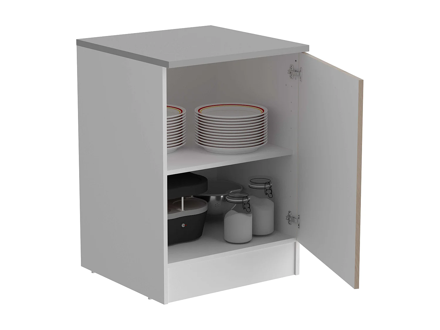 Module de meuble bas de cuisine Eko Blanc et Chêne 60x60 cm