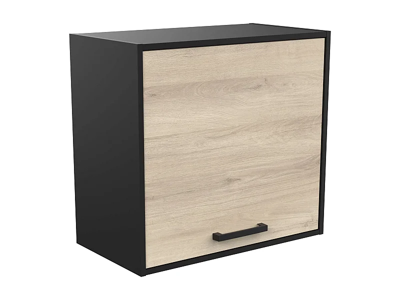 Módulo Sup. Cocina Estilo Industrial Roble/Negro 1 Puerta 64 cm