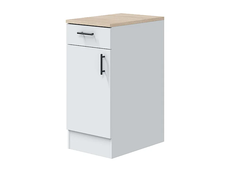 Módulo Inferior Kira Cocina Blanco y Roble 1 Puerta 1 Cajón 40x90x60 cm
