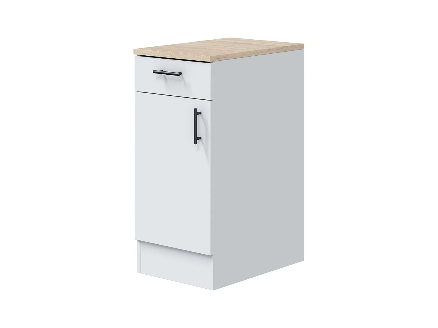 Module inférieur de cuisine Kira Blanc et Chêne 1 porte 1 tiroir 40x90x60 cm