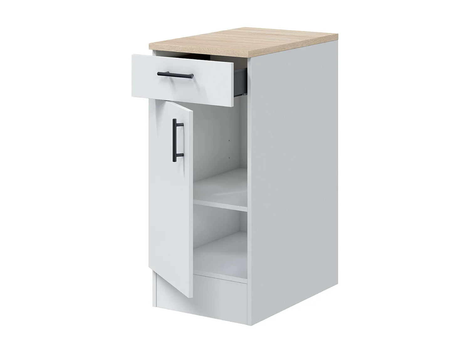 Módulo Inferior Kira Cocina Blanco y Roble 1 Puerta 1 Cajón 40x90x60 cm