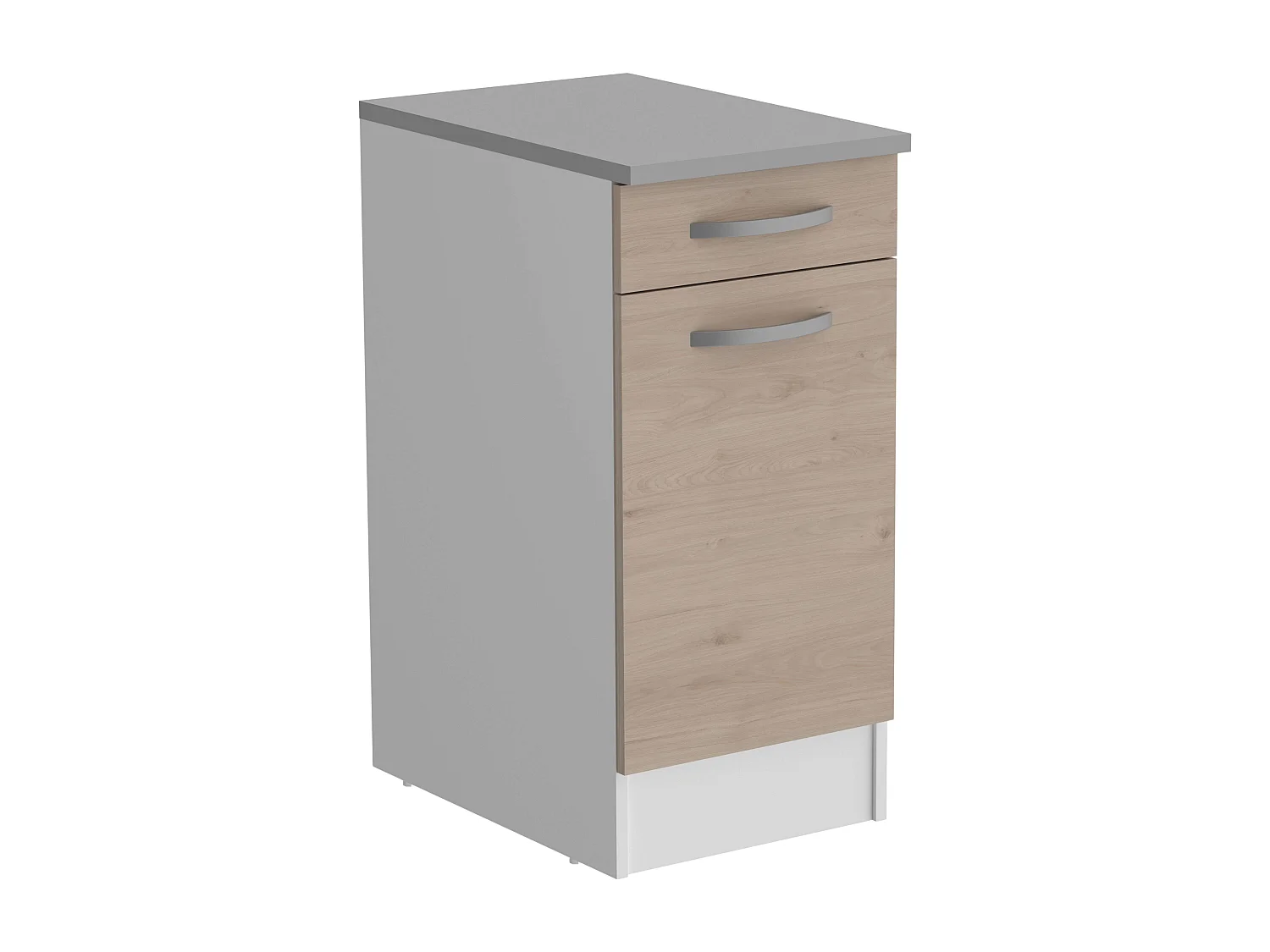 Module de cuisine inférieur Eko 1B 1D Jackson Chêne et Blanc 40x60 cm