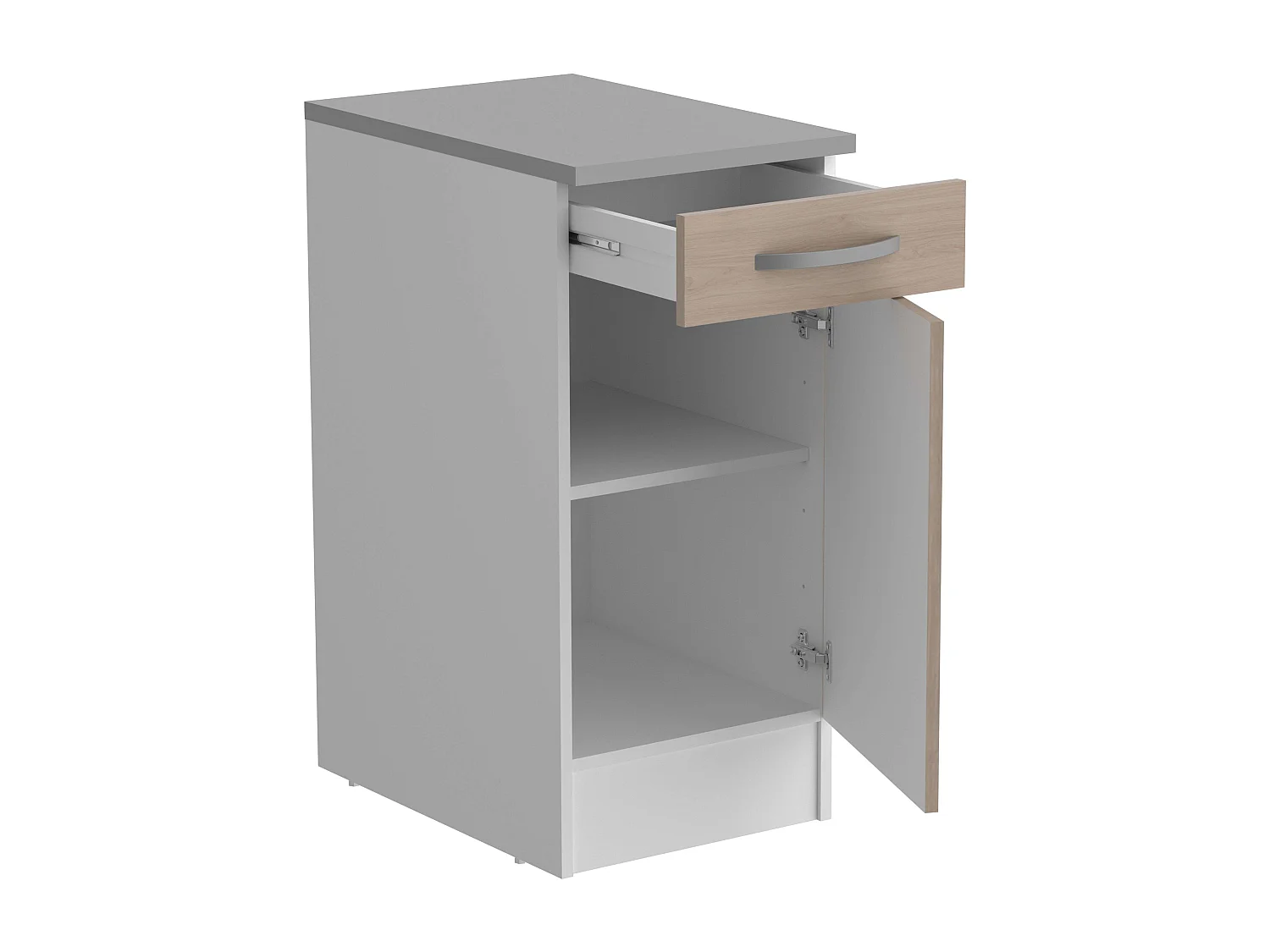 Module de cuisine inférieur Eko 1B 1D Jackson Chêne et Blanc 40x60 cm