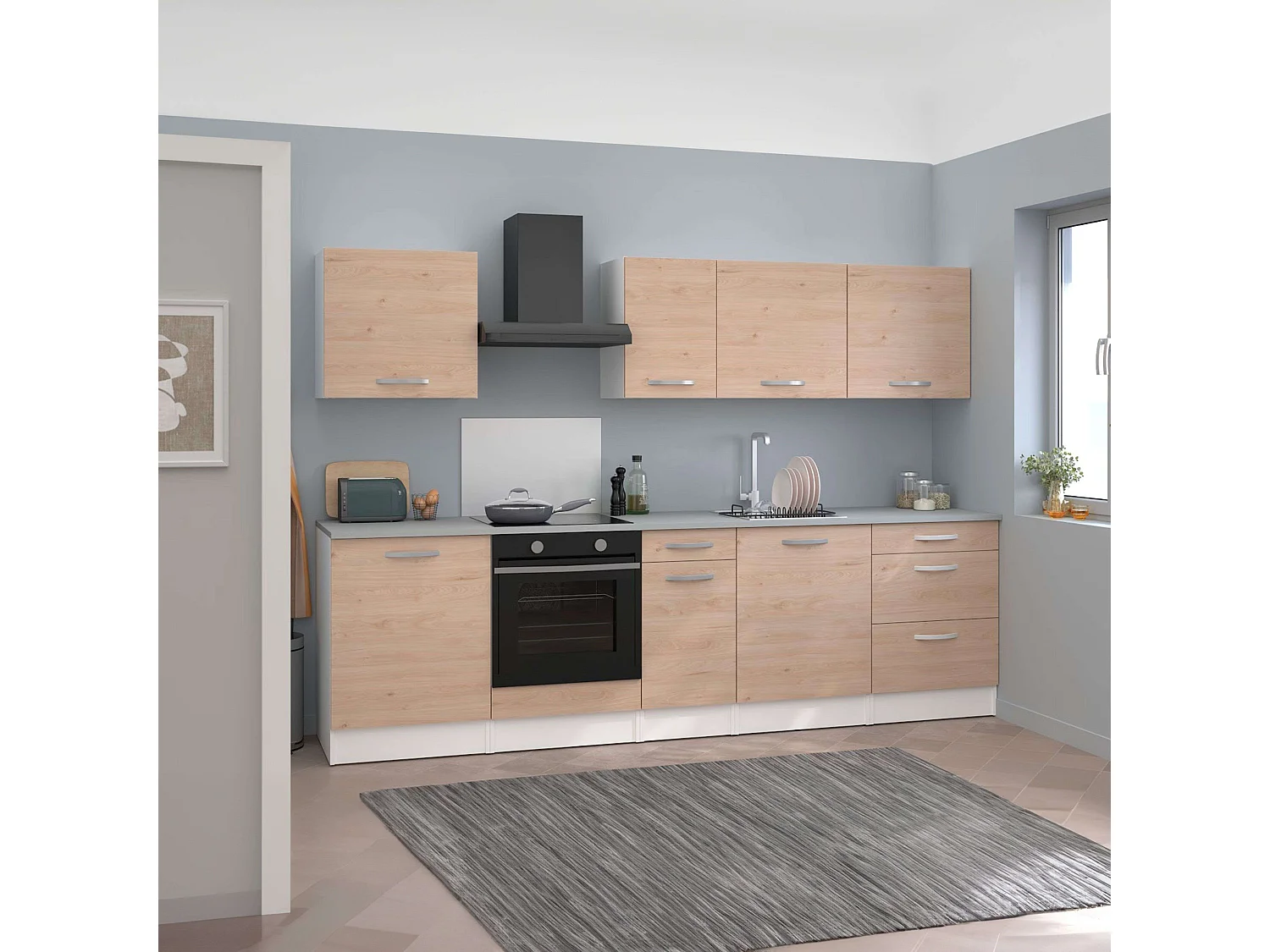 Module de cuisine inférieur Eko 1B 1D Jackson Chêne et Blanc 40x60 cm