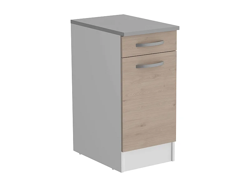 Module de cuisine inférieur Eko 1B 1D Jackson Chêne et Blanc 40x60 cm