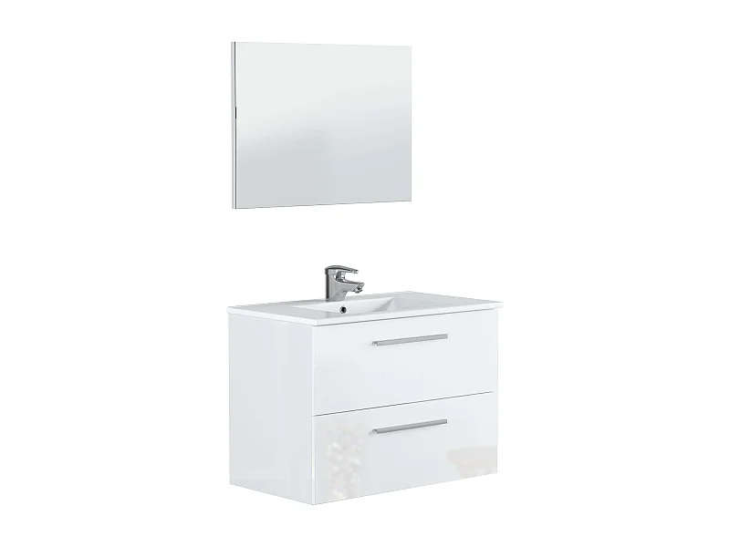 Mueble de Baño Suspendido Aruba Blanco 2 Cajones c/ Espejo 80x45x57 cm