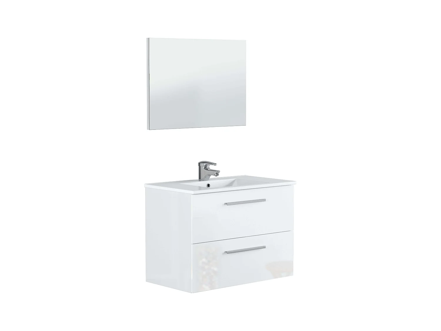 Mueble de Baño Suspendido Aruba Blanco 2 Cajones c/ Espejo 80x45x57 cm