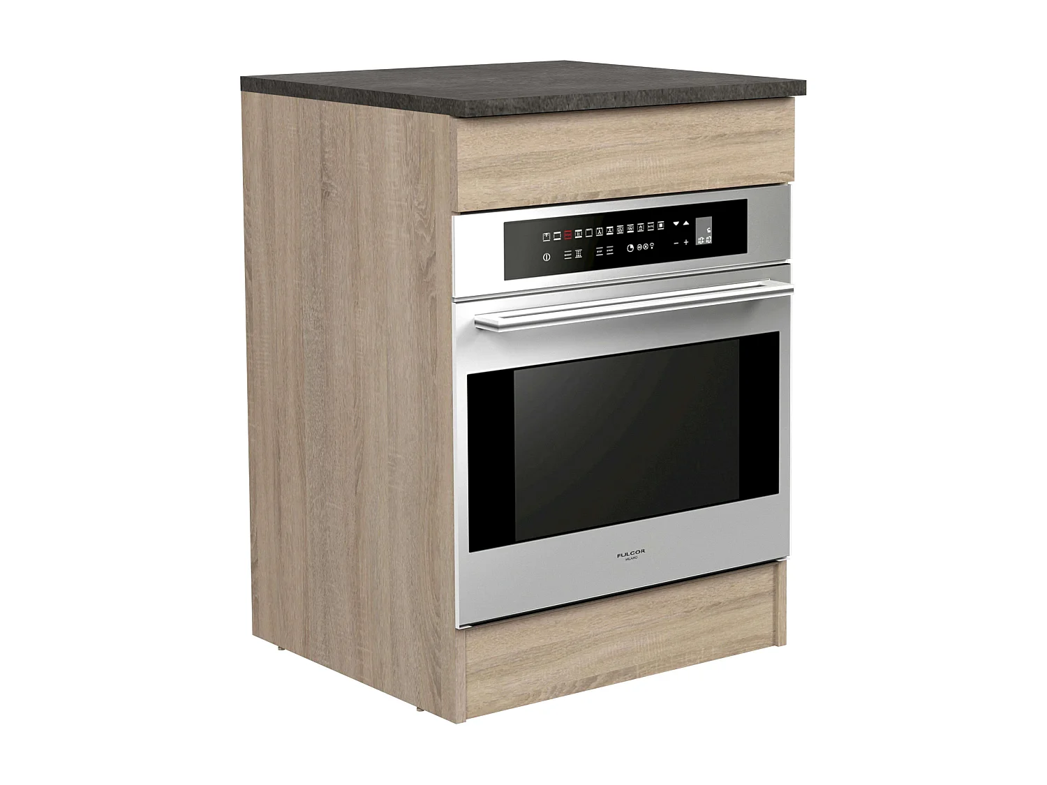 Module inférieur pour four de cuisine Arko, bois clair et noir, 60x86x60 cm