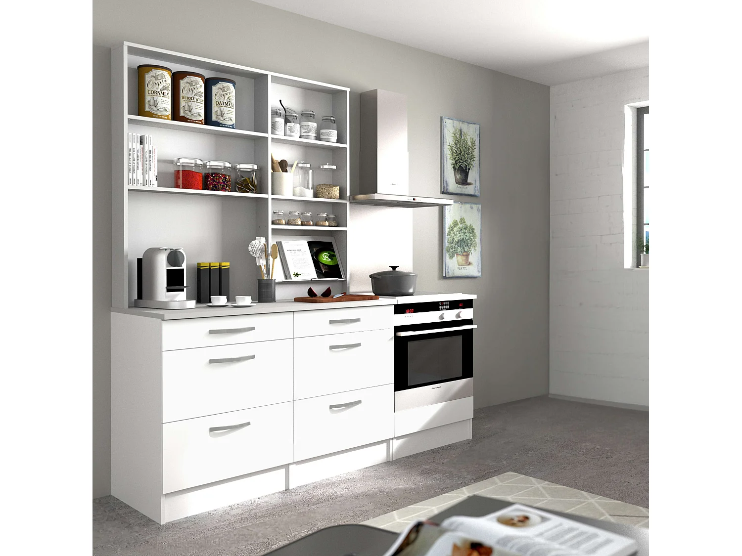 Estantería modular 120 cm cocina EKO gris aluminio moderno
