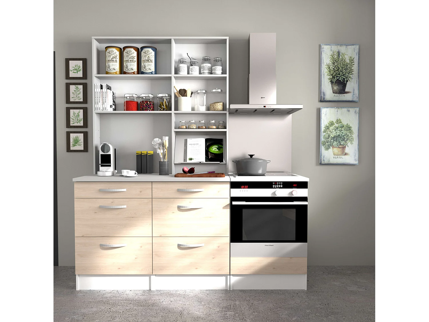Estantería modular 120 cm cocina EKO gris aluminio moderno