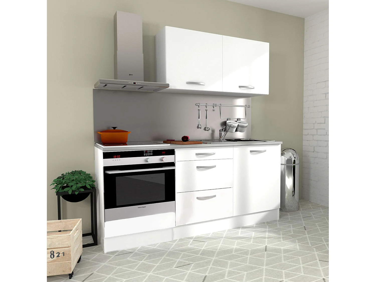 Módulo horno inferior 60 cm EKO cocina modular blanco mate moderno