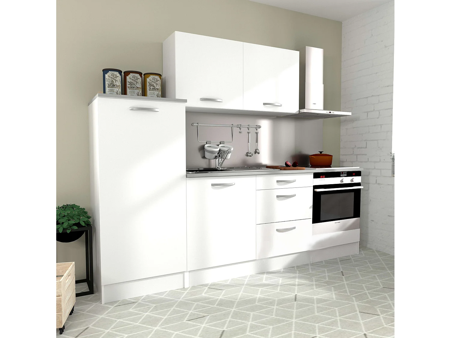 Module four inférieur 60 cm EKO cuisine modulaire blanc mat moderne
