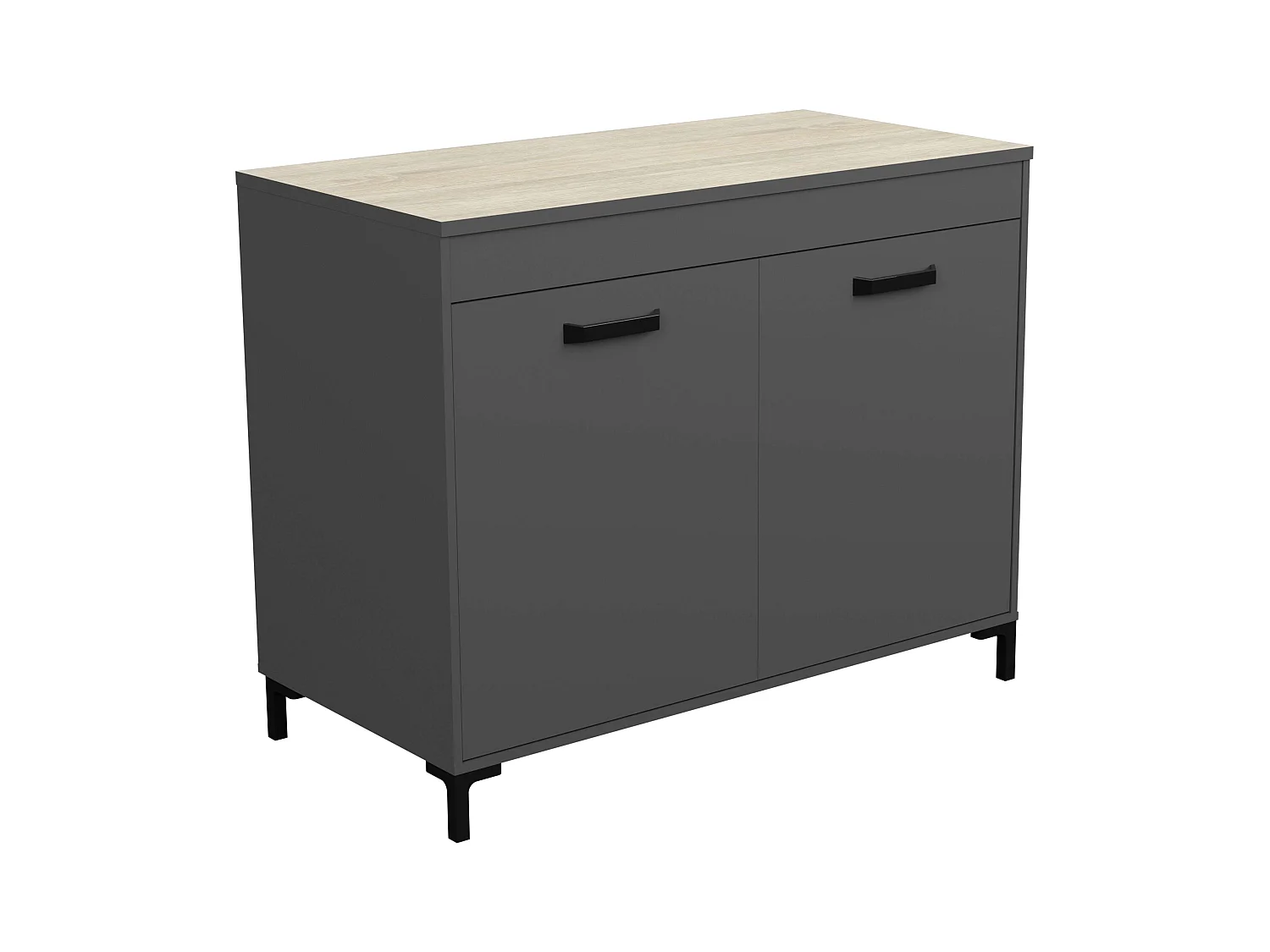 Módulo Inferior Cocina Smoke Industrial Gris y Roble 2 Puertas 118 cm