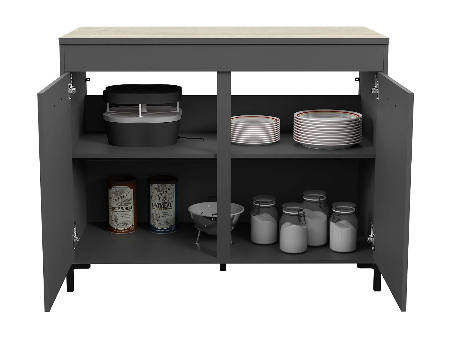 Módulo Inferior Cocina Smoke Industrial Gris y Roble 2 Puertas 118 cm