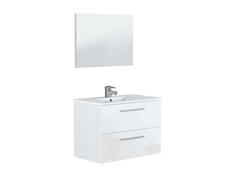 Mueble de Baño Suspendido Aruba Blanco 2 Cajones Espejo 80x45x57 cm