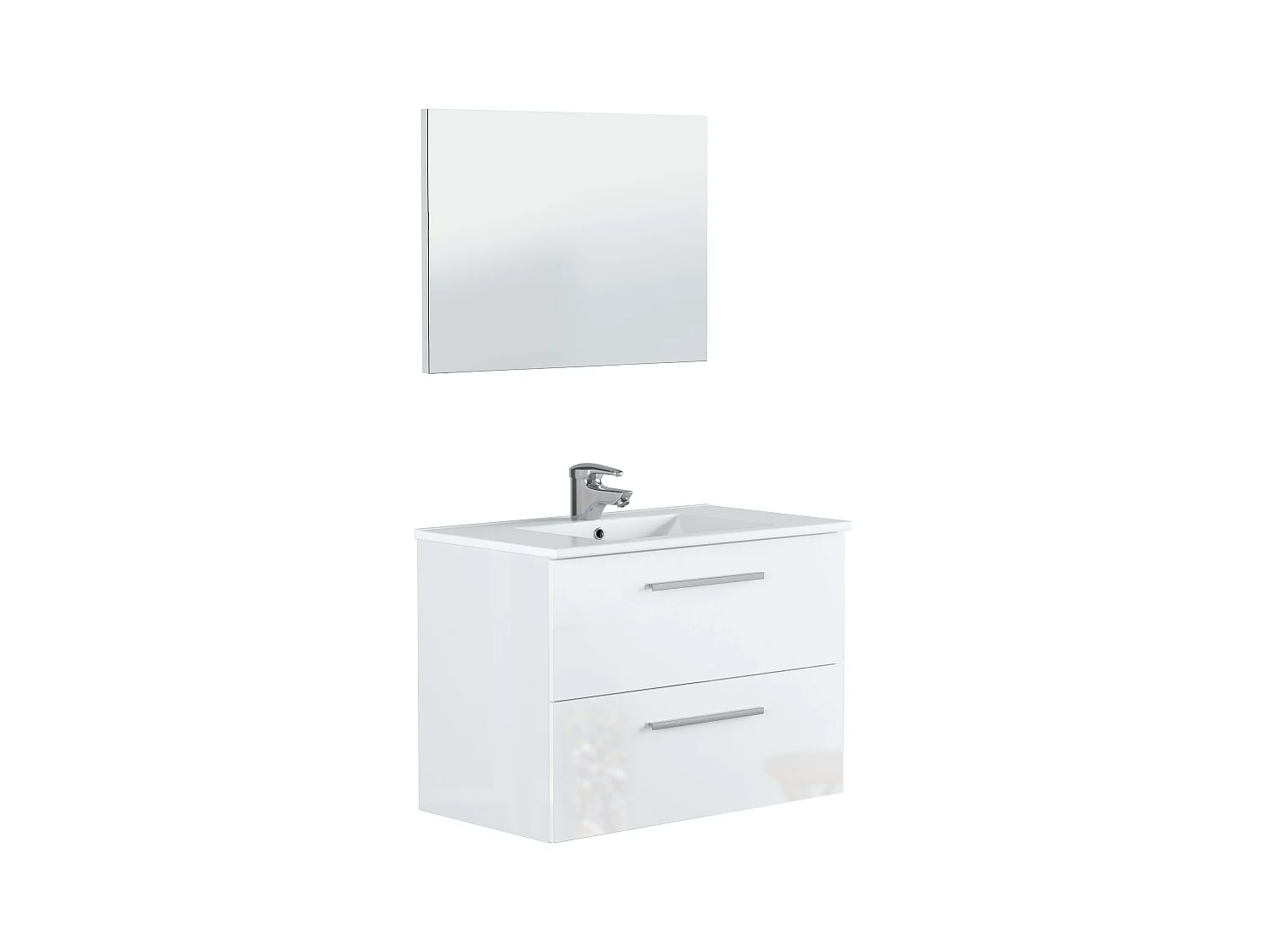 Mueble de Baño Suspendido Aruba Blanco 2 Cajones Espejo 80x45x57 cm