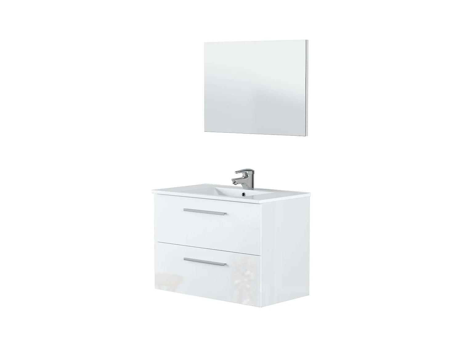 Mueble de Baño Suspendido Aruba Blanco 2 Cajones Espejo 80x45x57 cm