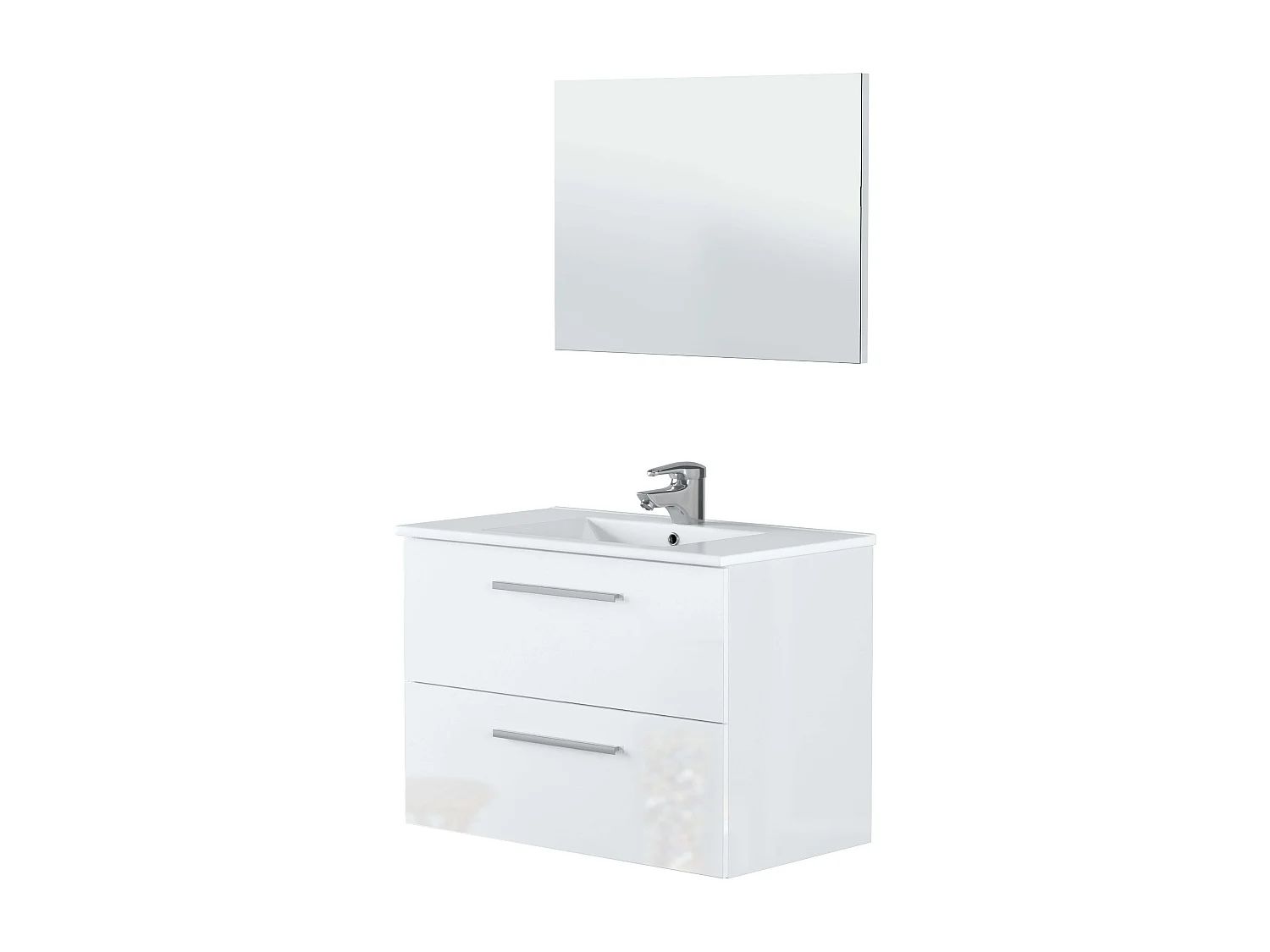 Mueble de Baño Suspendido Aruba Blanco 2 Cajones Espejo 80x45x57 cm