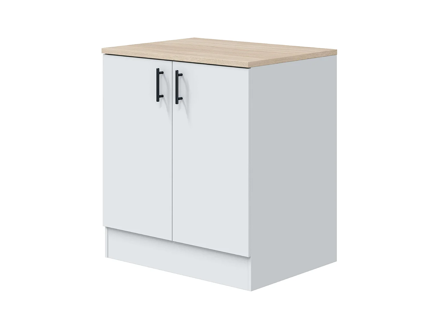 Módulo Inf. Kira Cocina Fregadero Blanco Brillo Roble 2 Puertas 80x90x60 cm